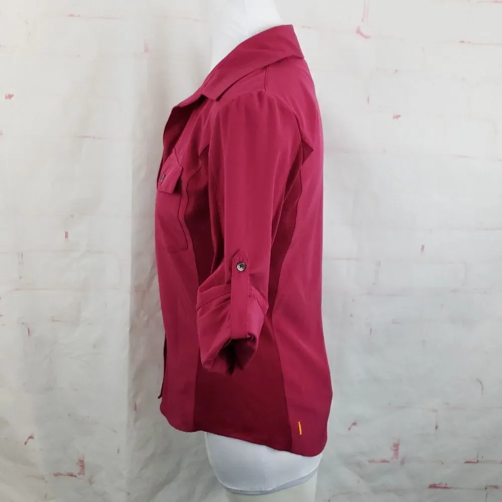 3/$25 Lucy XS button up soft raspberry magenta - Picture 3 of 7